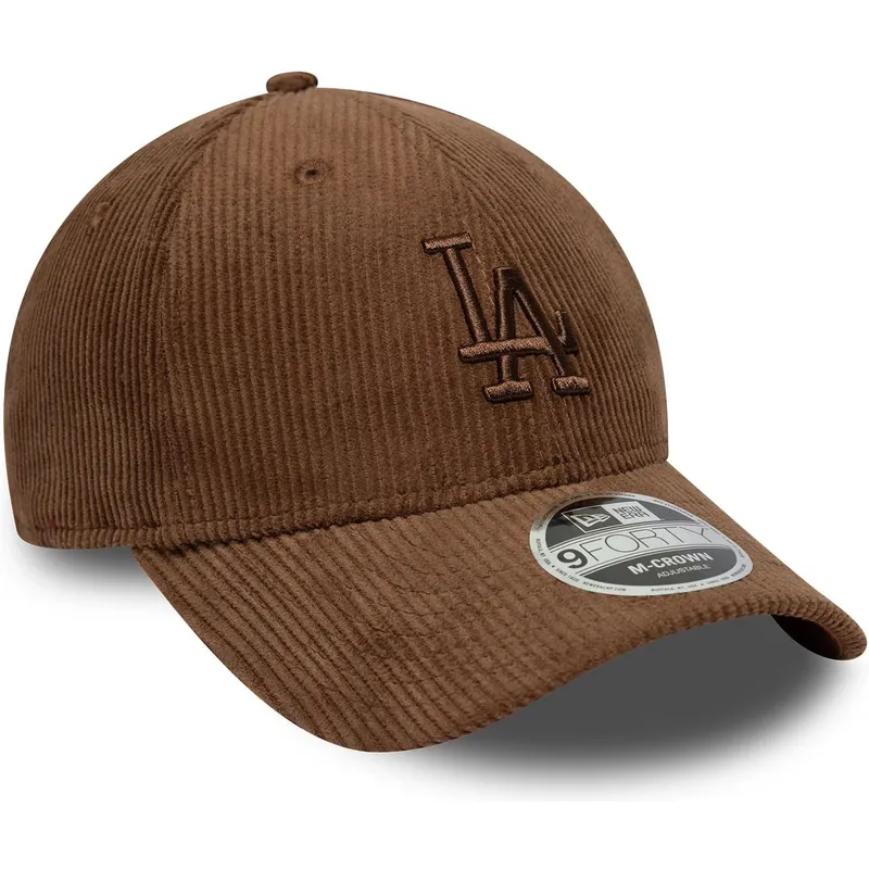 casquette-courbee-marron-ajustable-avec-logo-marron-9forty-m-crown-cord-los-angeles-dodgers-mlb-new-era