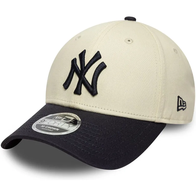 cappellino-curvo-beige-e-blu-marino-snapback-9forty-m-crown-dei-new-york-yankees-mlb-di-new-era