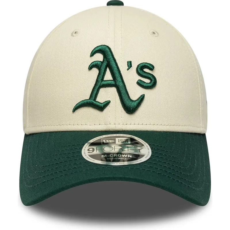gorra-curva-beige-y-verde-snapback-9forty-m-crown-de-oakland-athletics-mlb-de-new-era
