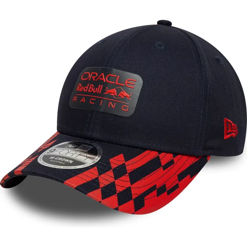 marinbla-och-rod-kurvad-keps-snapback-9forty-m-crown-visor-print-fran-red-bull-racing-formula-1-av-new-era