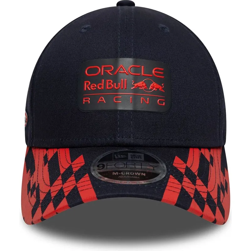 marineblaue-und-rote-gebogene-snapback-kappe-9forty-m-crown-visor-print-von-red-bull-racing-formula-1-von-new-era
