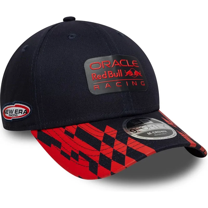 cappellino-visiera-curva-blu-marino-e-rosso-snapback-9forty-m-crown-visor-print-di-red-bull-racing-formula-1-di-new-era