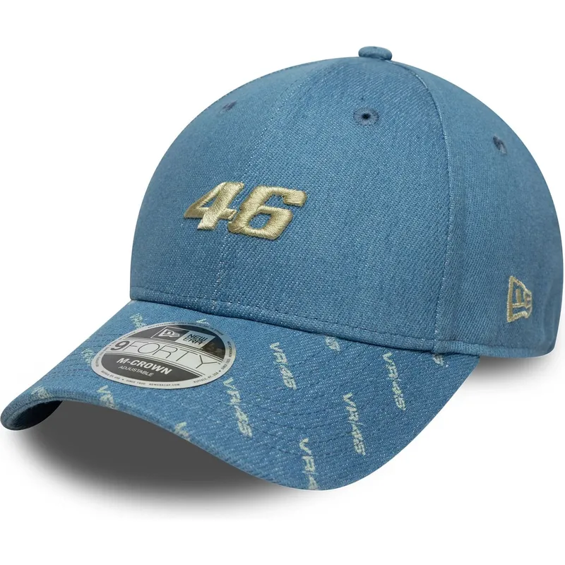 casquette-courbee-bleue-snapback-9forty-m-crown-denim-valentino-rossi-vr46-motogp-new-era