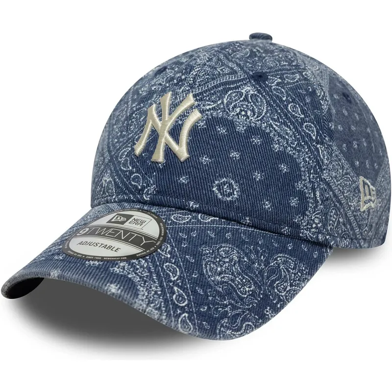 blaue-verstellbare-curved-cap-9twenty-washed-paisley-der-new-york-yankees-mlb-von-new-era