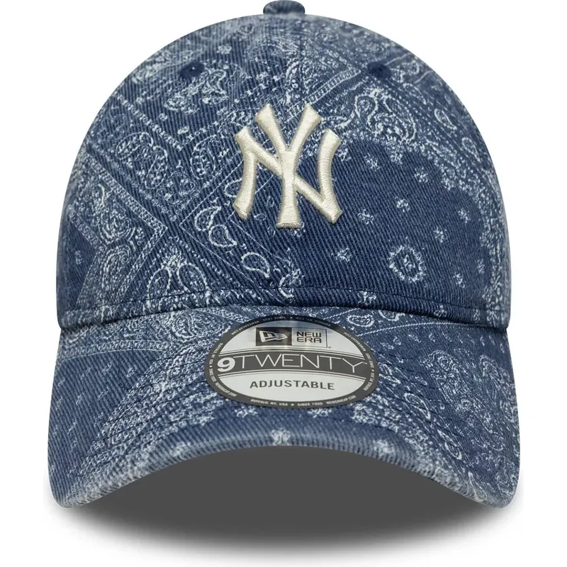 blaue-verstellbare-curved-cap-9twenty-washed-paisley-der-new-york-yankees-mlb-von-new-era