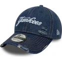 cappellino-curvo-blu-regolabile-9twenty-denim-distress-di-new-york-yankees-mlb-di-new-era