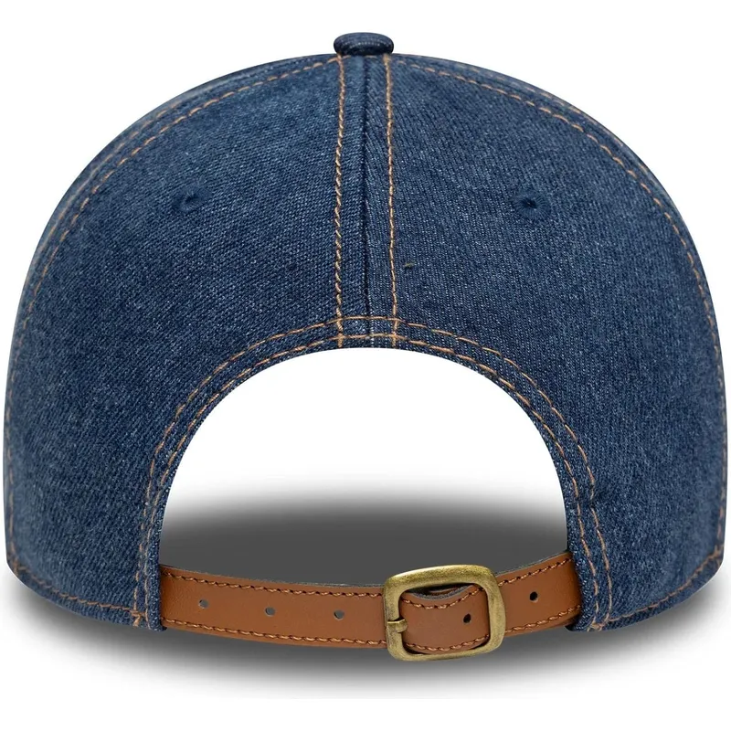 cappellino-curvo-blu-regolabile-9twenty-denim-distress-di-new-york-yankees-mlb-di-new-era