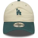 casquette-courbee-beige-et-verte-ajustable-9twenty-mini-washed-los-angeles-dodgers-mlb-new-era
