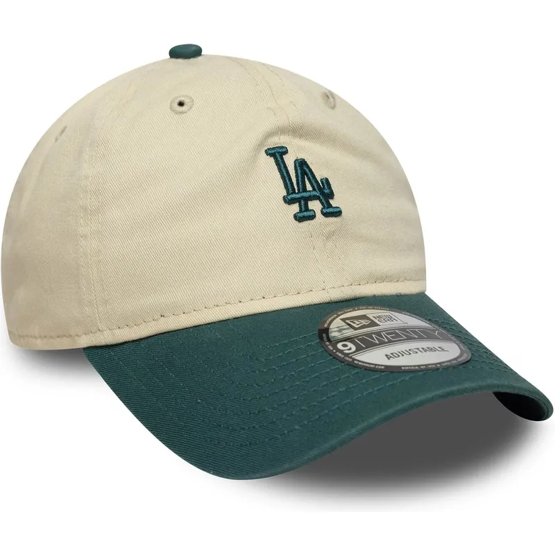 bojd-beige-och-gron-justerbar-keps-9twenty-mini-washed-fran-los-angeles-dodgers-mlb-av-new-era