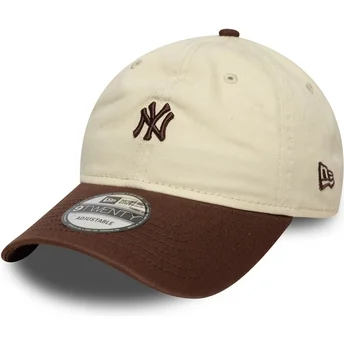 Czapka z zakrzywionym daszkiem beżowo-brązowa regulowana 9TWENTY Mini Washed New York Yankees MLB New Era