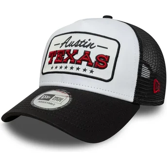Casquette trucker blanche et noire A Frame Location Austin Villes et plages Texas New Era
