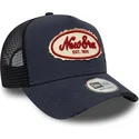 keps-trucker-marinbla-a-frame-oval-canvas-distress-fran-new-era