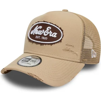 Casquette trucker marron A Frame Oval Canvas Distress New Era