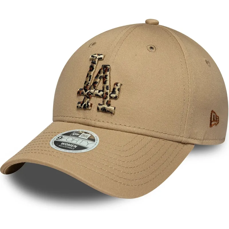 cappellino-curvo-marrone-regolabile-con-logo-leopardato-da-donna-9forty-animal-infill-dei-los-angeles-dodgers-mlb-di-new-era