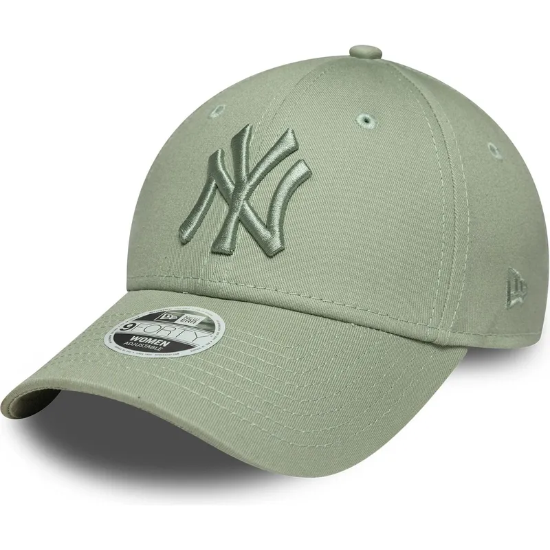 cappellino-con-visiera-curva-verde-chiaro-regolabile-con-logo-verde-da-donna-9forty-league-essential-dei-new-york-yankees-mlb-di