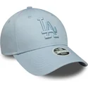 new-era-curved-brim-women-blue-logo-9forty-metallic-logo-los-angeles-dodgers-mlb-light-blue-adjustable-cap