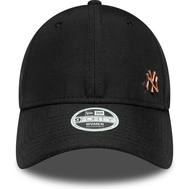svart-justerbar-kurvad-keps-med-bronslogotyp-for-dam-9forty-flawless-fran-new-york-yankees-mlb-av-new-era