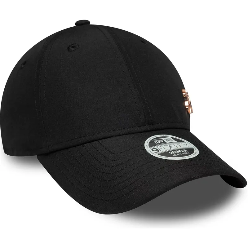 new-era-curved-brim-women-bronze-logo-9forty-flawless-new-york-yankees-mlb-black-adjustable-cap