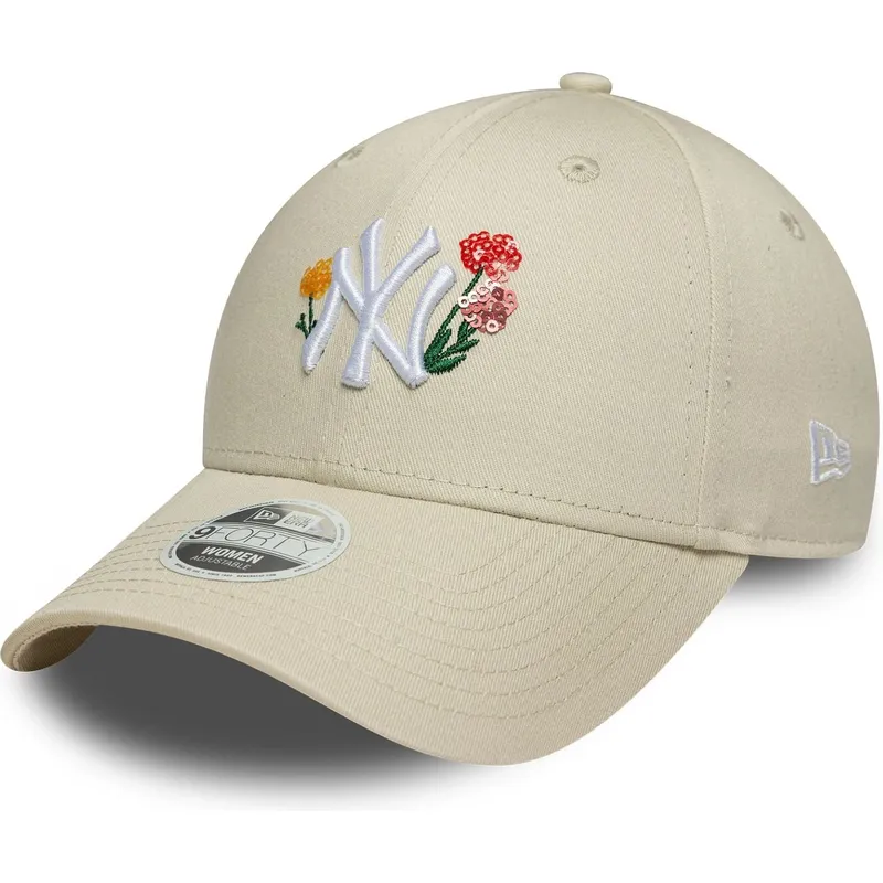 bezowa-regulowana-czapka-z-zakrzywionym-daszkiem-dla-kobiet-9forty-floral-icon-new-york-yankees-mlb-new-era