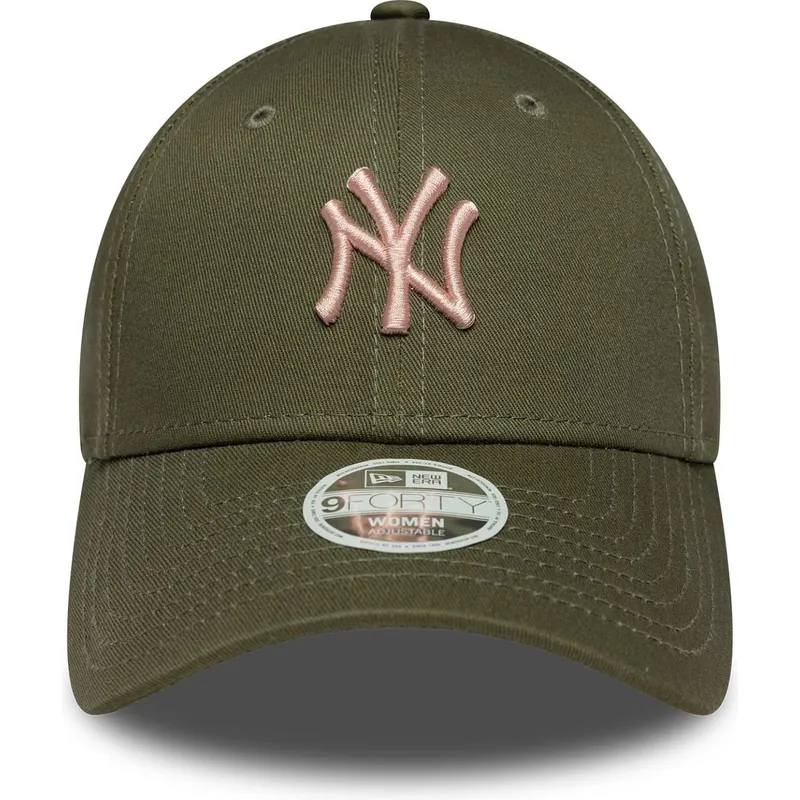 zielona-regulowana-czapka-z-zakrzywionym-daszkiem-z-rozowym-logo-dla-kobiet-9forty-league-essential-midi-new-york-yankees-mlb-ne
