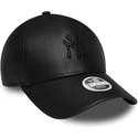 svart-bojd-justerbar-keps-med-svart-logotyp-for-dam-9forty-pu-fran-new-york-yankees-mlb-av-new-era