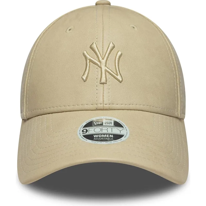 bezowa-regulowana-czapka-z-daszkiem-z-bezowym-logo-dla-kobiet-9forty-pu-new-york-yankees-mlb-new-era