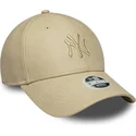 casquette-courbee-beige-ajustable-avec-logo-beige-pour-femme-9forty-pu-new-york-yankees-mlb-new-era