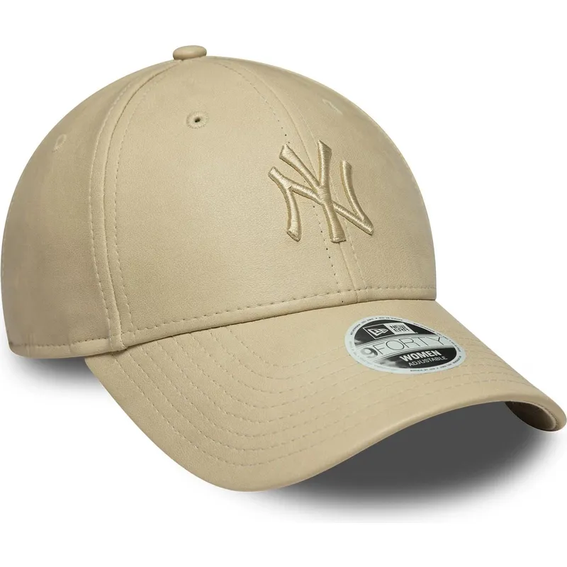 casquette-courbee-beige-ajustable-avec-logo-beige-pour-femme-9forty-pu-new-york-yankees-mlb-new-era