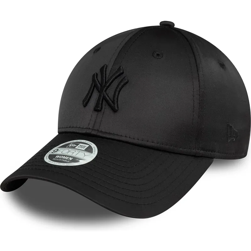 new-era-curved-brim-women-black-logo-9forty-satin-new-york-yankees-mlb-black-snapback-cap