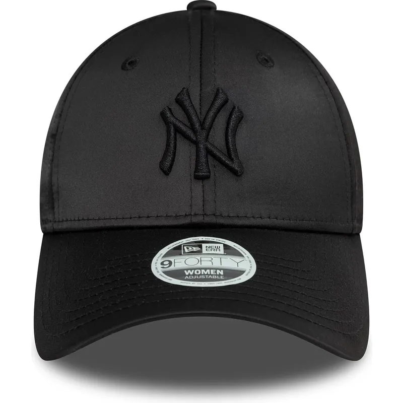 gorra-curva-negra-snapback-con-logo-negro-para-mujer-9forty-satin-de-new-york-yankees-mlb-de-new-era