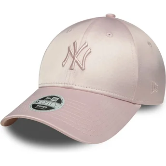 Șepci curbată roz bandă reglabilă 9FORTY Satin de New York Yankees MLB de New Era