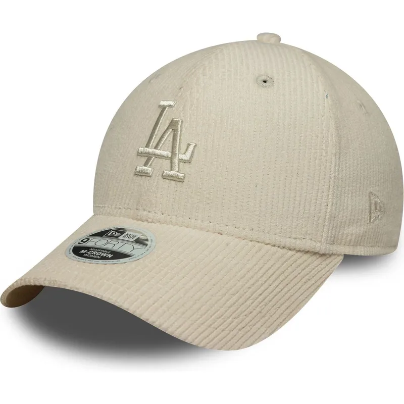 bojd-beige-justerbar-keps-med-beige-logotyp-for-dam-9forty-m-crown-pastel-cord-fran-los-angeles-dodgers-mlb-av-new-era