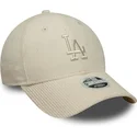 casquette-courbee-beige-ajustable-avec-logo-beige-pour-femme-9forty-m-crown-pastel-cord-los-angeles-dodgers-mlb-new-era