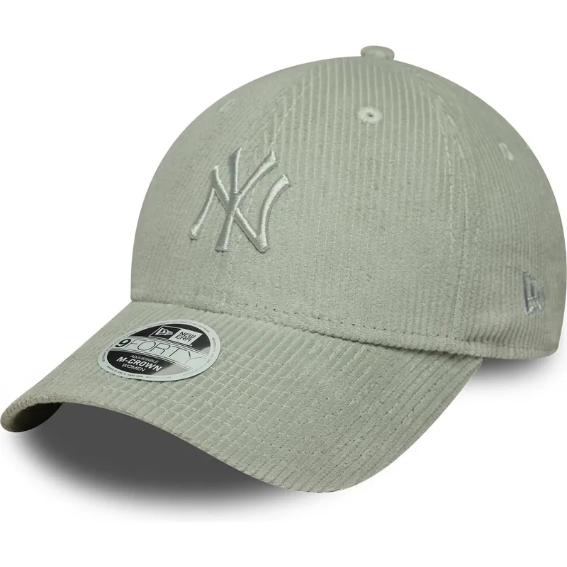 cappellino-con-visiera-curva-verde-chiaro-regolabile-con-logo-verde-da-donna-9forty-m-crown-pastel-cord-dei-new-york-yankees-mlb