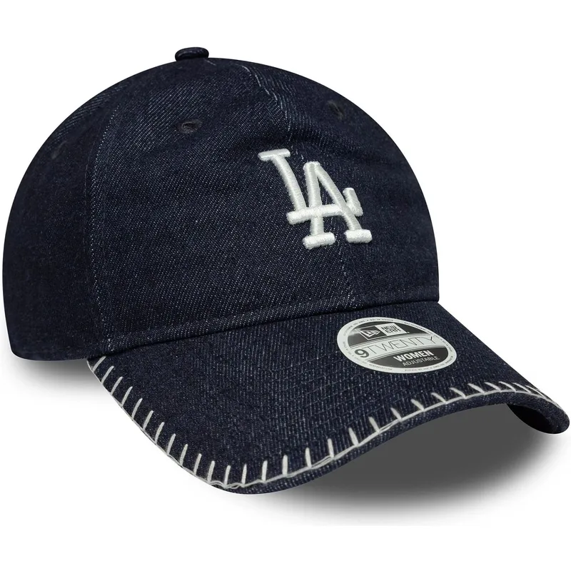cappellino-con-visiera-curva-blu-navy-regolabile-da-donna-9twenty-denim-stitch-dei-los-angeles-dodgers-mlb-di-new-era