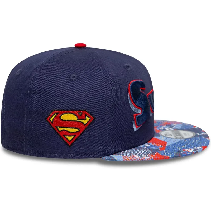 new-era-flat-brim-youth-superman-9fifty-dc-comics-navy-blue-snapback-cap