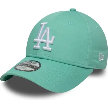 New Era Curved Brim Youth 9FORTY League Essential Los Angeles Dodgers MLB Green Adjustable Cap