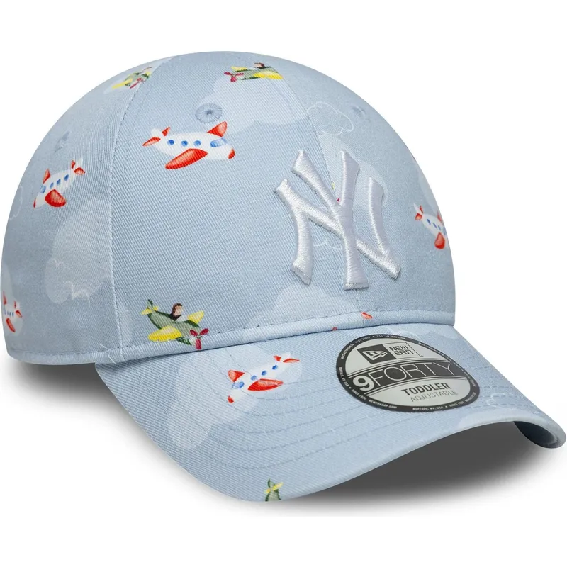 casquette-courbee-bleue-claire-ajustable-pour-enfant-pequeno-9forty-plane-all-over-print-new-york-yankees-mlb-new-era
