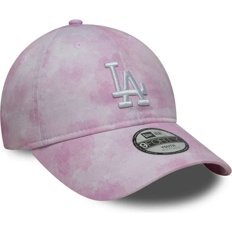 gebogene-rosa-verstellbare-kappe-fur-kinder-9twenty-tie-dye-der-los-angeles-dodgers-mlb-von-new-era