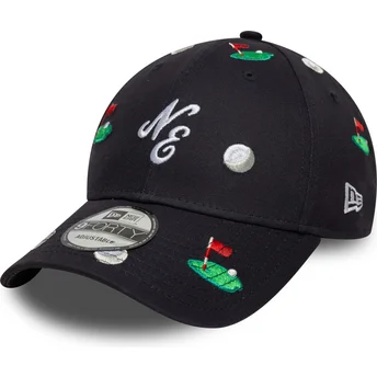 Cappellino curvo blu marino regolabile 9FORTY Golf All Over Print di New Era