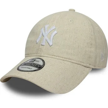 Șepci curbată bej bandă reglabilă 9TWENTY Linen de New York Yankees MLB de New Era