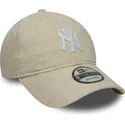 casquette-courbee-beige-ajustable-9twenty-linen-new-york-yankees-mlb-new-era