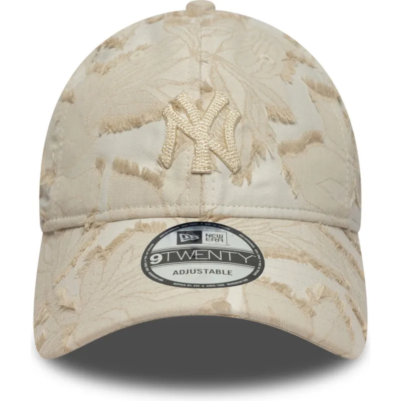 casquette-courbee-beige-ajustable-avec-logo-beige-9twenty-img-floral-new-york-yankees-mlb-new-era