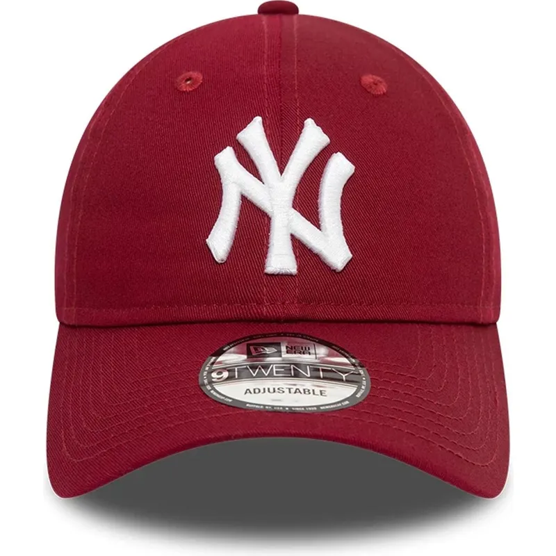 dunkelrote-verstellbare-curved-cap-9twenty-league-essential-der-new-york-yankees-mlb-von-new-era