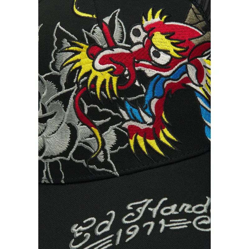 gorra-trucker-negra-dragon-and-roses-graphic-de-ed-hardy