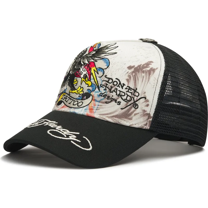 epci-curbata-alb-snapback-tattoo-eagle-graphic-de-ed-hardy