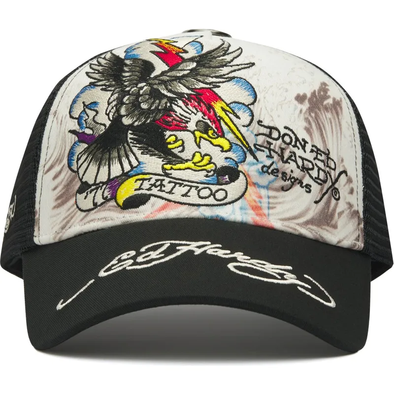 vit-och-svart-trucker-keps-tattoo-eagle-graphic-fran-ed-hardy
