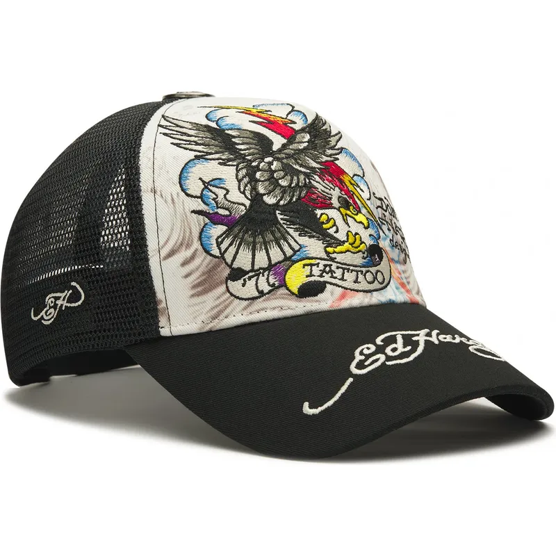 epci-curbata-alb-snapback-tattoo-eagle-graphic-de-ed-hardy