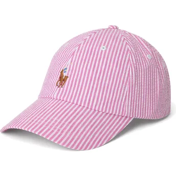 Șepci curbată roz reglabilă Stretch Seersucker de Polo Ralph Lauren