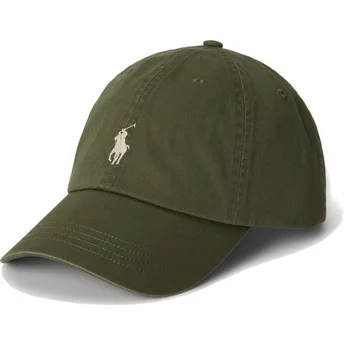 Gorra curva verde ajustable con logo beige Cotton Chino Classic Sport de Polo Ralph Lauren